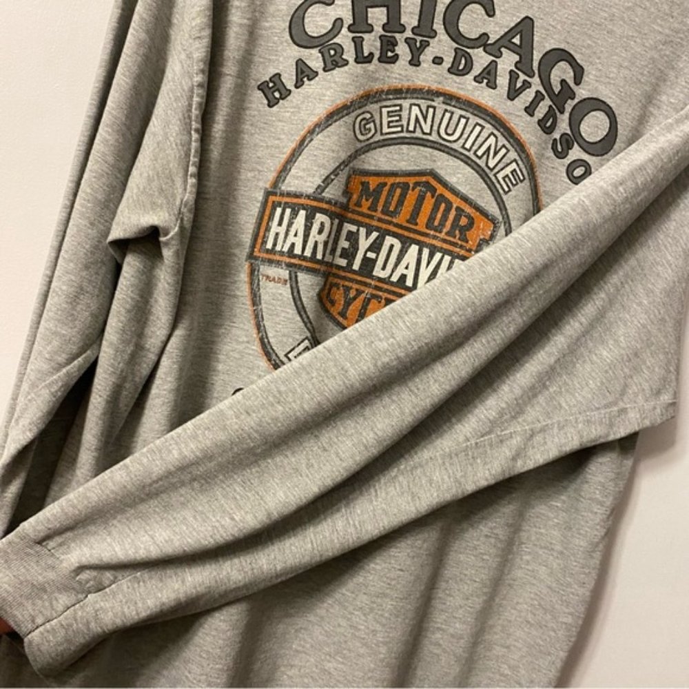Y2K Vintage Harley Davidson Long Sleeve Shirt Grey Girl Biker Bike Babe Woman - Picture 5 of 14
